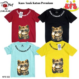 KFS 122 t-shirt Baju Kaos Anak Laki-laki Perempuan Motif Kucing Keren Katun Premium 1 Tahun Sampai 10 Tahun
