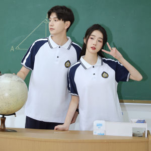 School Uniform Short Sleeve T-Shirt Pure Cotton Straight Cut Thin Shoulder Reflective Strip Middle And Primary School Students