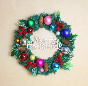 Vòng Hoa Trang Trí Noel D61 size 40cm Tặng Kèm Đèn Vòng Nguyệt Quế Giáng Sinh