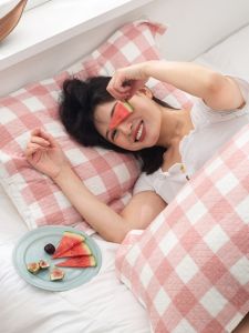 Japanese Style Simple Grid Pure Cotton Flannel Pillowcase Pair Anti-Slip for Students Adults Couples Home Use Single Pillow