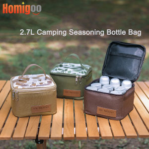 Homigoo Camping Storage Bag Portable Spice Box Container Reusable Condiment Jars Organizer for Picnic Camping BBQ 2.7L