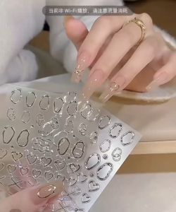 MO153 3D Crystal diamond Mirror Metal liner type nail stickers hand-painted magic mirror  gold and silver 晶钻线条美甲贴纸手绘魔镜粉金