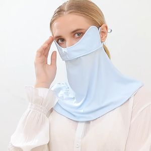 Khẩu trang chống nắng cao cấp UPF50+ có và không mũ – che kín mặt cổ vải lụa lạnh thoáng khía