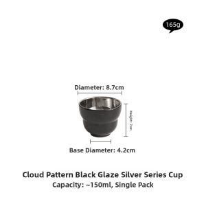 YOGEHOME | Personal Use High-end Ceramic Salad Bowl Set with Black Glaze Silver Plating