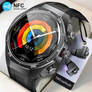 LIGE NFC Smart Watch Bluetooth Call with TWS Earphone Smart Bracelet Heart Rate Blood Pressure Fitness Tracker Waterproof Sport Watch Jam Tangan Pintar Lelaki
