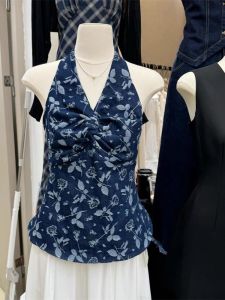chaqi | Retro French Style Slimming V-Neck Floral Off-Shoulder Camisole
