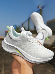 White Sport Shoes for Students Boys Summer Breathable No-Tie Running Shoes Lightweight Soft Bottom Special Military Training Shoes