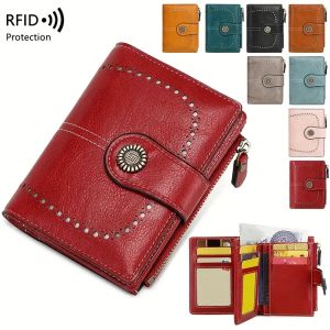 Retro Three-Fold RFID Shielding Women's Short Wallet: A Versatile Clutch Bag