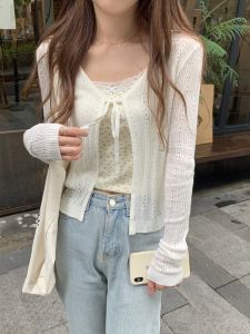 Áo Len Cardigan Dệt Kim Lụa Mùa Hè Áo Khoác Ngoài Cho Nữ Áo Khoác Ngắn Áo Chống Nắng Máy Lạnh Áo Khoác Mỏng Áo Khoác Ngoài