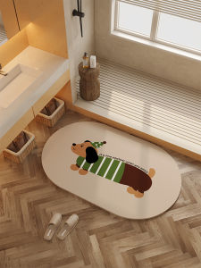 Absorbent Bathroom Mat Cute Cartoon Dachshund Dog Silicon Dinosaur Foot Pad Bathroom Entrance Anti Slip Quick Dry Home Decor