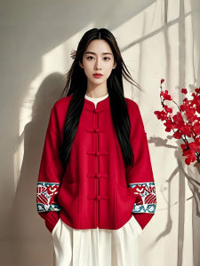 Shalldoer | Chinese Style Spring Wear Sweater Coat Red
