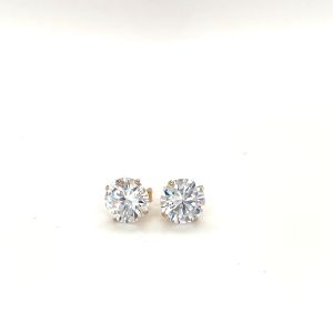 Nathalias NY ต่างหูทองคำแท้ 14K แบบหัวกลม ประดับเพชร CZ ขนาด 8 มม. Round CZ Stud Earrings 00809