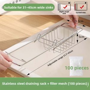 Adjustable Drain Drying Storage Rack Stainless Steel
