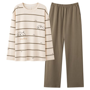 Bộ đồ ngủ đôi MiiOW làm bằng vải cotton dài tay thoải mái thoáng khí