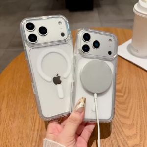 Ốp Lưng Acrylic Trong Suốt Từ Tính Cho iPhone 17/16 Pro Max Plus 16Pro 17Pro 17Air Với Vòng Giữ Nút Điều Khiển Và Giá Đỡ - Chống Bụi Chống Trượt