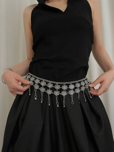 Bohemian Style Silver Metal Butterfly Tassel Waist Chain for Women Y2K Skirt High-End Feeling Belt Ethnic Wind Chain Accessory