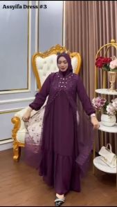 Assyifa Dress Ceruty Babydoll Tille Gamis Wanita Terbaru 2025 Dress Kondangan Dewasa Mewah Viral