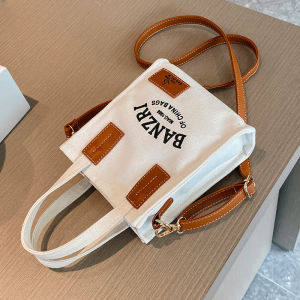 Fashionable Canvas Crossbody Bag Womens Casual Spring Summer New Style Handbag Soft Shoulder Bag Tote Bag Magnetic Buckle Closure
