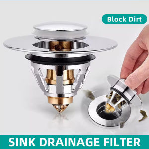 Metal Press Type Anti Odor Bouncing Core Sink plugging Plug Washbasin Strainer plugging Bath Stopper Sinks Basin Drainer Leak Plug Copper Core
