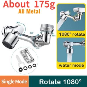 Copper Metal Universal 1080° Rotation Faucet Extender Dual Mode Sprayer Head Bubbler Splash  Aerator for Kitchen Robot Arm Tap