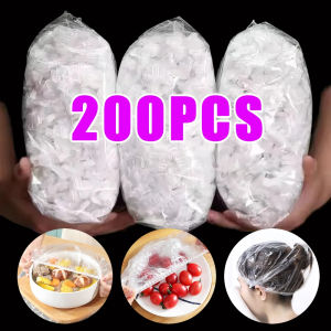 200Pcs Disposable Food Cover Clear Elastic Plastic Wrap Bag One-time Shower Cap Kitchen Bathroom Supplies