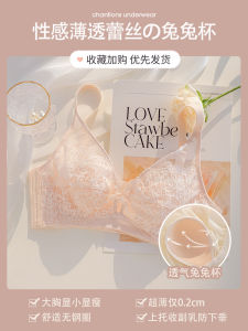 Wireless Lace Bra Ultra-Thin Cup Rabbit Ear Design for Flattering Bust Summer Underwear Breathable Nylon Fabric Adjustable Straps