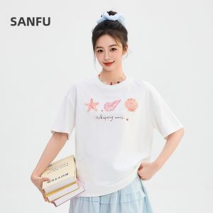 SANFU | Ocean Pattern Embroidery Womens T-Shirt