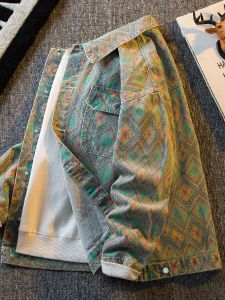 ฤดูใบไม้ผลิ พิมพ์เพชรผู้ชายใหม่ เดนิม เสื้อแจ็คเก็ต ลำลอง ความรู้สึกระดับไฮเอนด์ มีสไตล์ หลวม เสื้อแจ๊กเก็ตความยาวมาตรฐานพอดี เสื้อโค้ท