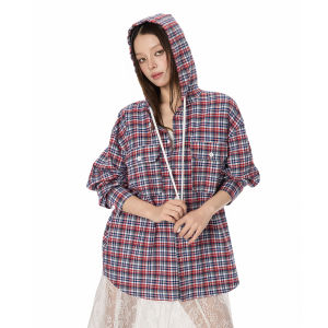 Turn Signal | Hooded Plaid Casual Long Sleeve Shirt Outerwear