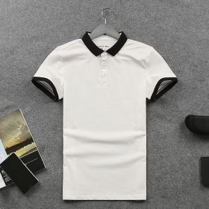 2025 Korean Style Mens Slim Fit Casual Polo Shirt Button Collar Short Sleeve T-Shirt Cotton Pure Color Half Sleeve Summer