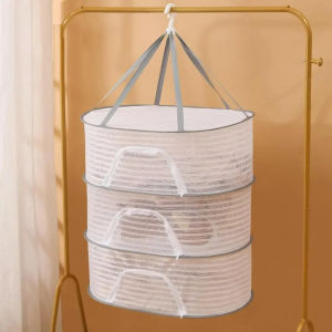 Food Drying Net Mesh Bag Anti-mosquito Folding Dry Rack Fish Hanging Basket Herb Drying Net for Flowers Buds Plants Organizer