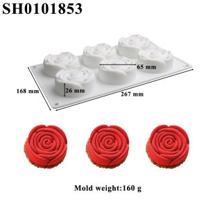Rose Bud Design Valentines Day French Mousse Cake Molds Pastry Baking Tools Food Grade Silicone Cake Moulds Kitchen Bakeware