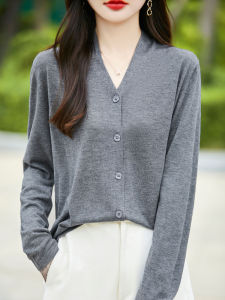 YUEXINYIRONG | V-Neck Long Sleeve Knitted Cardigan Sweater
