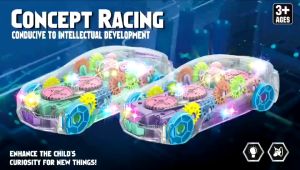 Mainan Anak Mobil Balap Masa Depan Sedan Transparan Concept Racing Car Lampu LED Edukasi