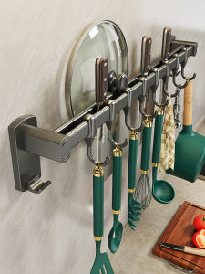 ตู้เสื้อผ้าแบบติดผนังในครัวแบบไม่ต้องเจาะ ตู้เสื้อผ้าแบบมีหลายชั้นสำหรับจัดเก็บส้อมีดและฝาหม้อ