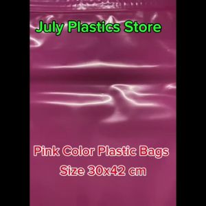 July Plastics ถุงพลาสติกสีชมพูมีซิปรูด 30x42 ซ.ม. Model A แพค 20 ใบ Pink Color Plastic Bags