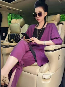 Summer Casual Womens Outfit Long Sleeve High Waist Loose Straight Leg Pants Two Piece Set Fashionable And Concealing