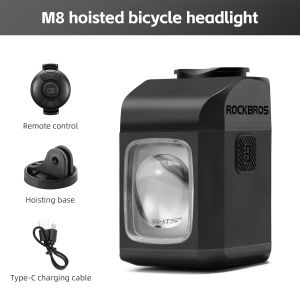 【Giao hàng địa phương】ROCKBROS đèn đầu xe đạp 1600lm 4000mAh Hight độ sáng MTB xe đạp đường trường đèn treo 8 chế độ màn hình hiển thị kỹ thuật số thông minh phía trước xe đạp đèn có điều khiển từ xa