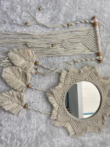 MAKRAME PEMBUNGKUS CERMIN BESAR DIAMETER 40 CM- MACRAME JUMBO - HIASAN DINDING AESTHETIC