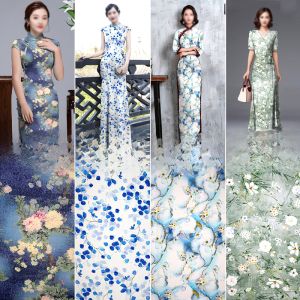 Satin Silk Cotton Silk Synthetic Cotton Cloth High Count Cotton Skirt Clothing Fabric Real Digital Pastoral Print Summer Cloth