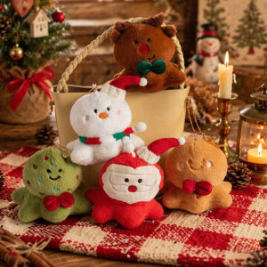 CL30 Cute Octopus Christmas Santa Claus Keychain Snowman Reindeer Plush Toy Christmas Gift Plush Doll 30CL