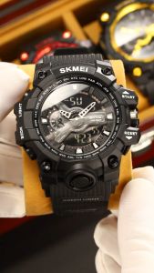 Jam Tangan Pria Dual Time Rubber SKMEI 2396 Original Waterresist