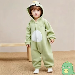 Áo liền quần cho bé mùa đông họa tiết khủng long đồ xuất ngoại ấm áp mùa thu mềm mại an toàn.