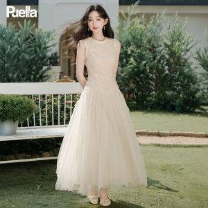 Puella | Đầm Dạng A Không Tay Voan Ren Pháp