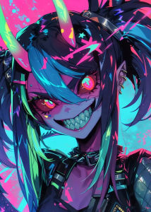 KAYOU | DIY Digital Painting Paint By Numbers Neon Punk DevilGirl Handpainted PaintingArt Picture Artcraft on Canvas Unique GiftUnframed