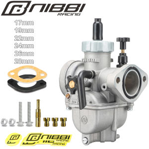 NIBBI PE19mm/PE22mm/PE24mm/PE26mm/PE28mm Flange Carburetor With Jets sports Carb for Motorcycle 2T 4T YAMAHA Honda 50cc-250cc Engine