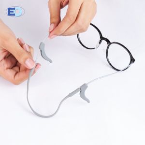 EO Anti-Slip Silicone Temple Tips for Eyeglasses / Ear Grip Hook with Cord (Locker Silicone TD-004 Gray)