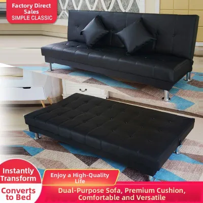 PU Leather Convertible Sofa Bed for Small Spaces
