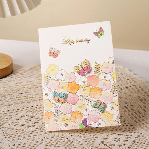 Creative Birthday Greeting Card Paper Sculpture Thank You Blessing 3D Stereoscopic Simple Festival Card Korean Style Folded Design