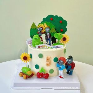Plants Vs Zombies Kids Birthday Party Cake Decoration Decoration Zombie SUNFLOWER Small Tree Cake Inserting Card
